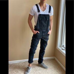 BDG-Urban Outfitters black denim overalls.